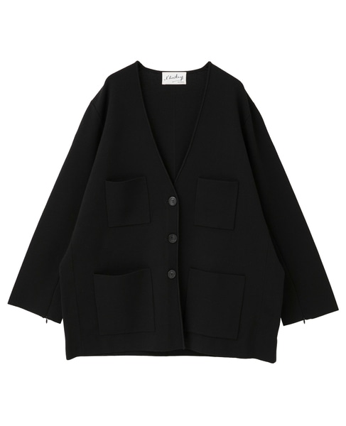 【l’heritage martinique/レリタージュ マルティニーク】ミラノリブジャケットカーディガン 詳細画像 ブラック 5