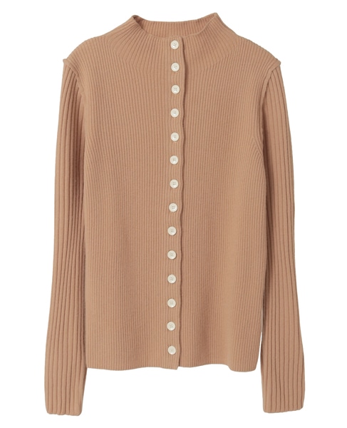 ウールリブスタンドカーディガン 詳細画像 キャメル 7