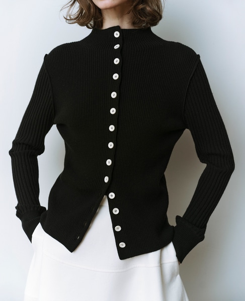 ウールリブスタンドカーディガン