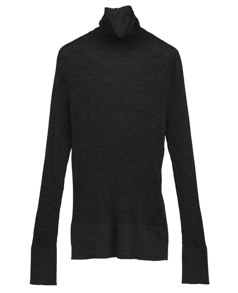 【l’heritage martinique/レリタージュ マルティニーク】メリノウールリブハイネック 詳細画像 ブラック 1