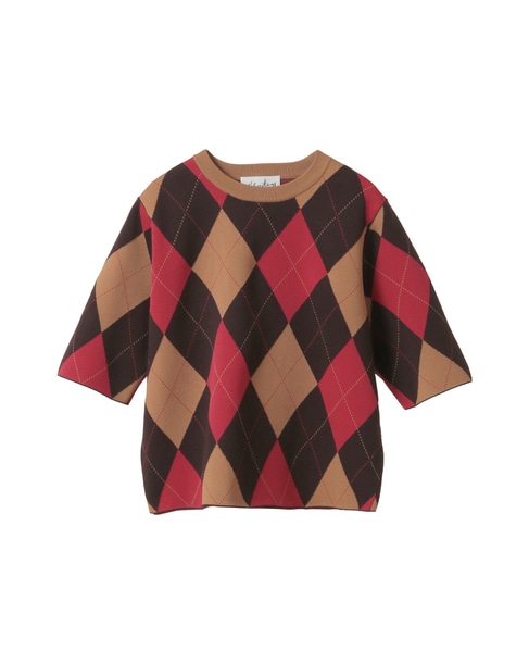 【l’heritage martinique/レリタージュ マルティニーク】アーガイル5分丈プルオーバー 詳細画像 キャメル 1