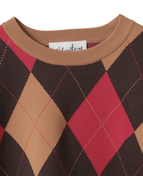 【l’heritage martinique/レリタージュ マルティニーク】アーガイル5分丈プルオーバー 詳細画像 キャメル 3