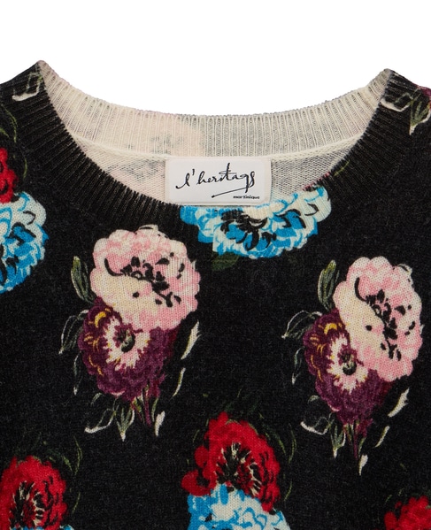 【l’heritage martinique/レリタージュ マルティニーク】フラワープリントプルオーバー 詳細画像 ブラック 3