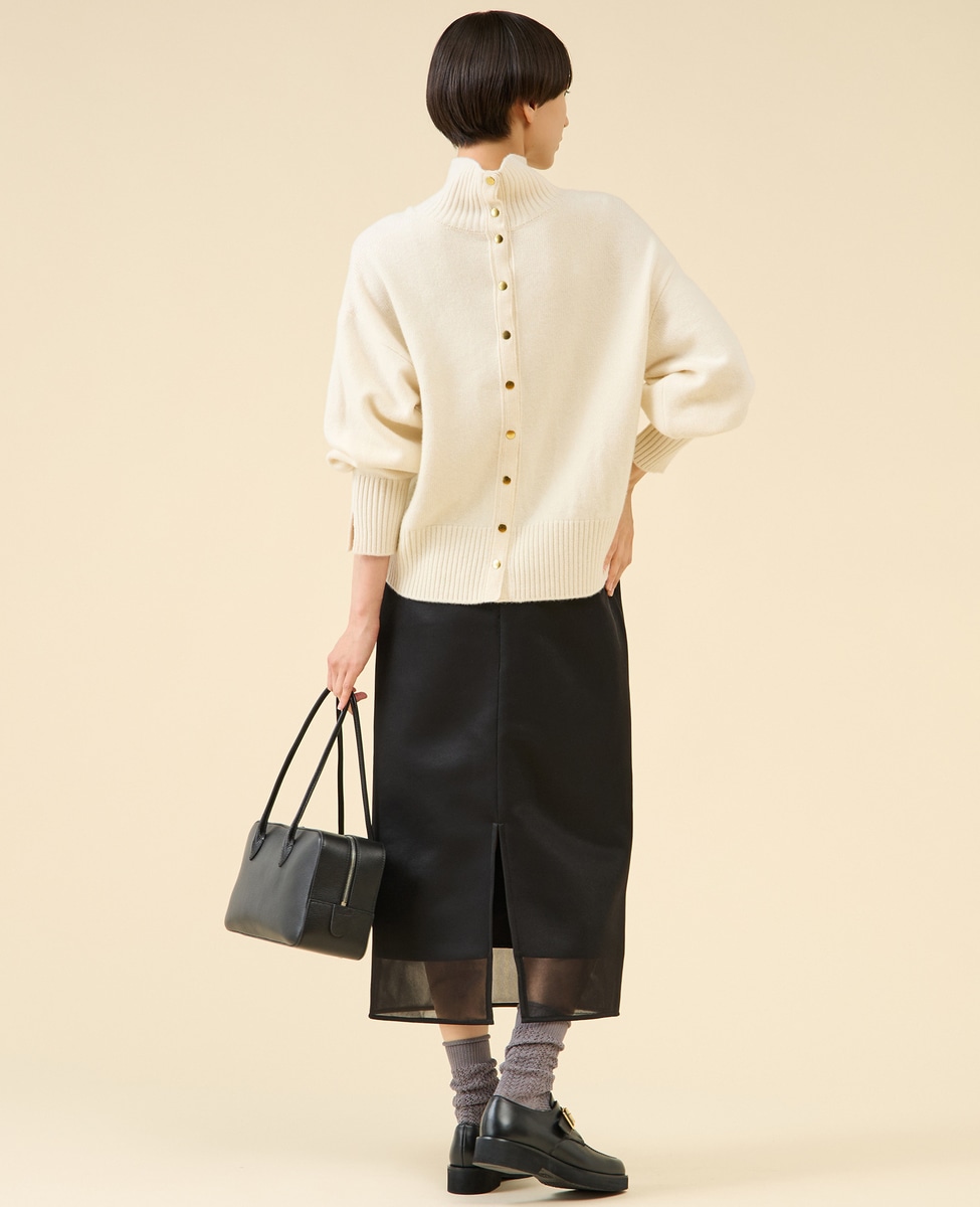 マルティニーク　カシミヤミックスウールタートル　金ボタン　リブニット　セーター 定番》カシミヤミックスウールタートル｜martinique