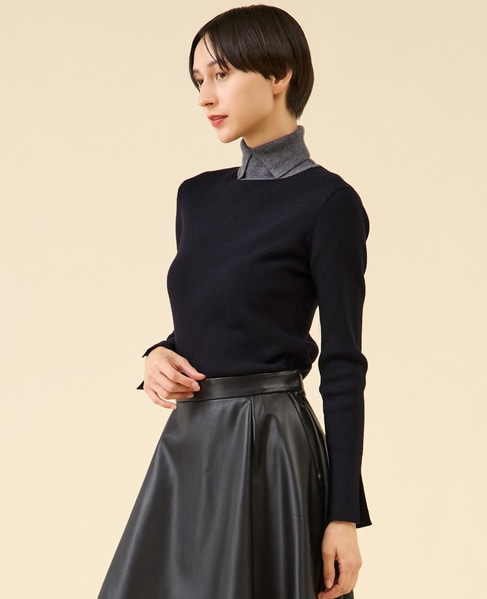 ウールリブスタンドカラー 詳細画像 ネイビー 2