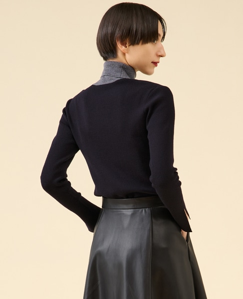 ウールリブスタンドカラー 詳細画像 ネイビー 3