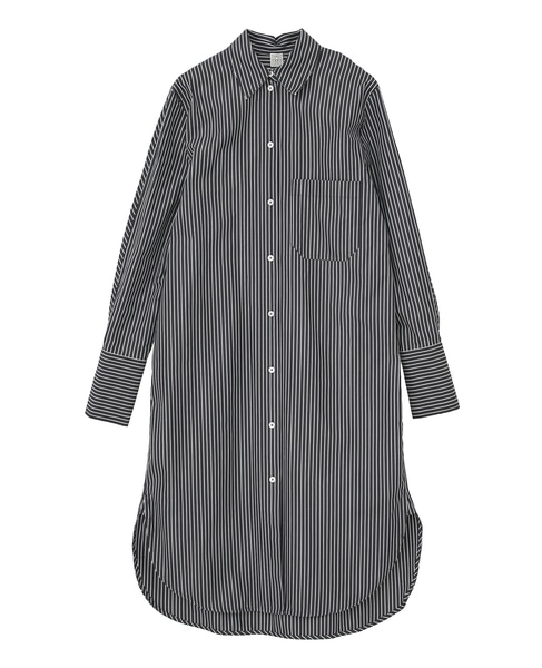 【TOTEME/トーテム】Striped Kimono-Sleeve Shirtdress 詳細画像 ブラック 1