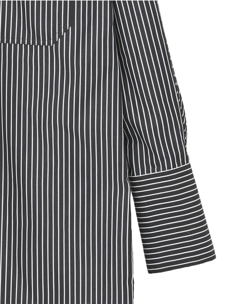 【TOTEME/トーテム】Striped Kimono-Sleeve Shirtdress 詳細画像 ブラック 4