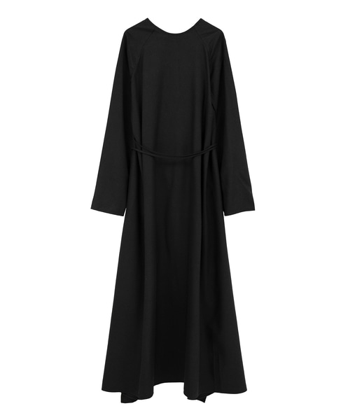【BASERANGE/ベースレンジ】LONG SLEEVE APRON DRESS 詳細画像 ブラック 1