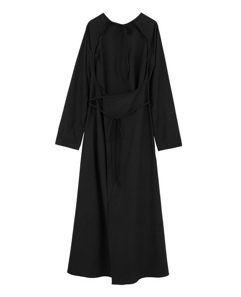【BASERANGE/ベースレンジ】LONG SLEEVE APRON DRESS 詳細画像 ブラック 2