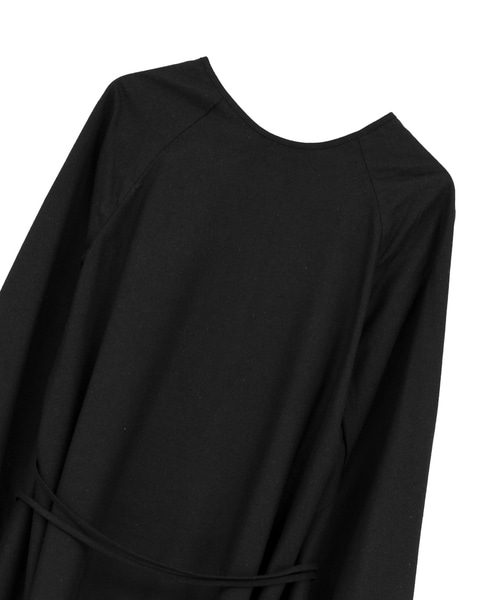 【BASERANGE/ベースレンジ】LONG SLEEVE APRON DRESS 詳細画像 ブラック 3