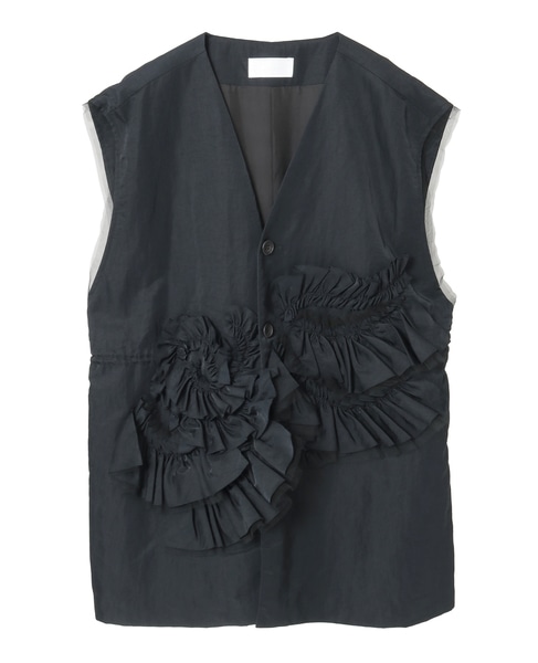 【MARGE /マージ 】Taffeta frill detail gilet 詳細画像 ブラック 1