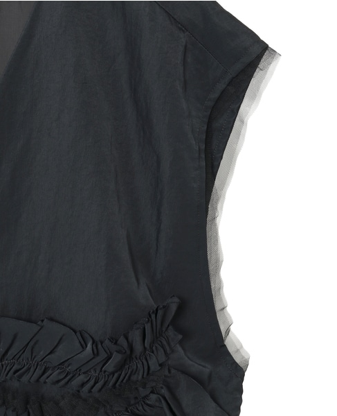 【MARGE /マージ 】Taffeta frill detail gilet 詳細画像 ブラック 4