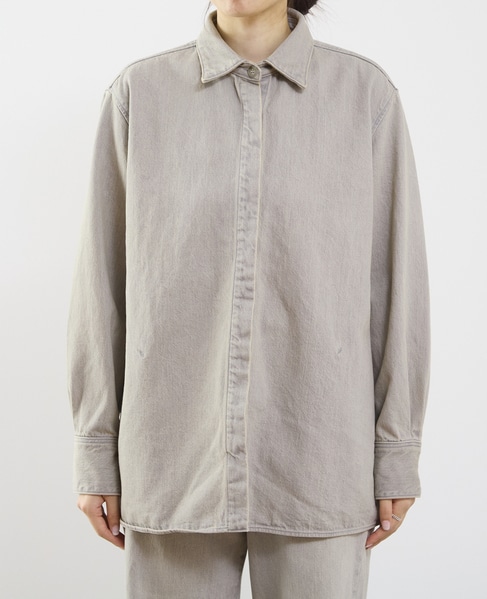 《別注》【TU ES MON TRESOR /トゥ エ モン トレゾア】The Opal Denim Over Shirt for martinique 25th Anniversary 詳細画像 ライトグレー 14