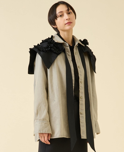 《別注》【TU ES MON TRESOR /トゥ エ モン トレゾア】The Opal Denim Over Shirt for martinique 25th Anniversary 詳細画像 ライトグレー 4