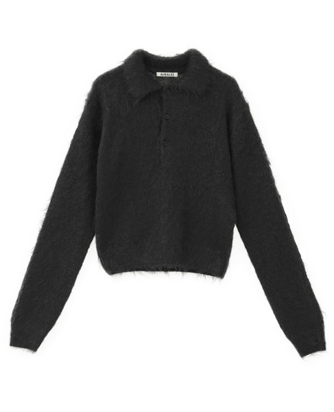 【AURALEE/オーラリー】*BRUSHED SUPER KID MOHAIR KNIT POLO 詳細画像 チャコールグレー 1