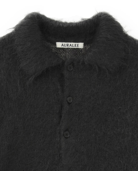 【AURALEE/オーラリー】*BRUSHED SUPER KID MOHAIR KNIT POLO 詳細画像 チャコールグレー 3