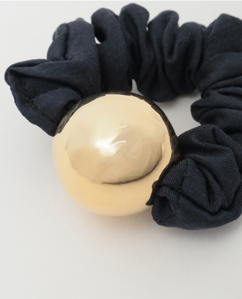《別注》【heyep】Medium Metal Ball Silk Scrunchie NAVY 詳細画像 ネイビー 5