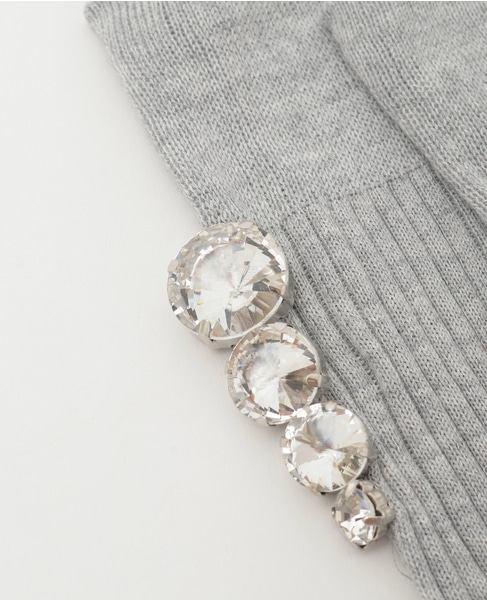 【Maria La Rosa /マリアラローザ 】コットンリブ　ビジュー付きソックス 詳細画像 ライトグレー 6