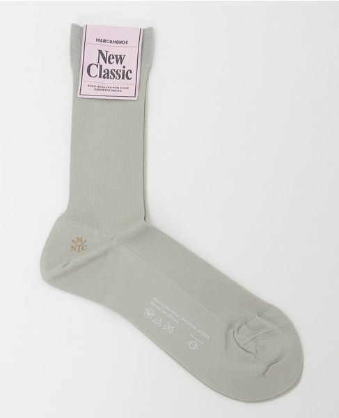 【MARCOMONDE/マルコモンド】fine gauge cotton ribbed socks 23 詳細画像 ライトグレー 1