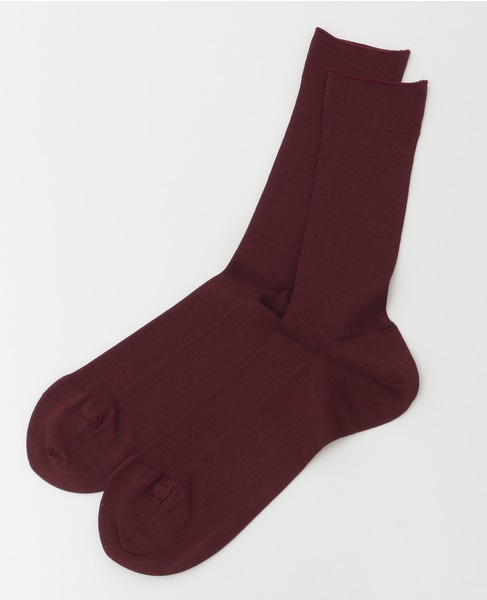 【MARCOMONDE/マルコモンド】fine gauge cotton ribbed socks 23 詳細画像 ボルドー 6