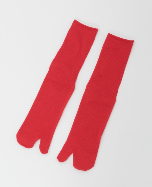 【MARCOMONDE/マルコモンド】basic ribbed cotton short tabi socks 14 詳細画像 レッド 2