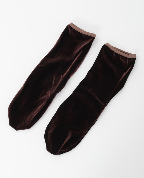 【SIMONE WILD/ シモーネワイルド 】VELVET - ANKLE SOCKS 詳細画像 ブラウン 1