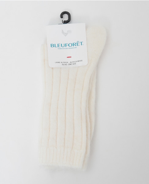 【BLEUFORET/ブルーフォレ】RIBBED ALPACA WOOL SOCKS 詳細画像 アイボリー 1