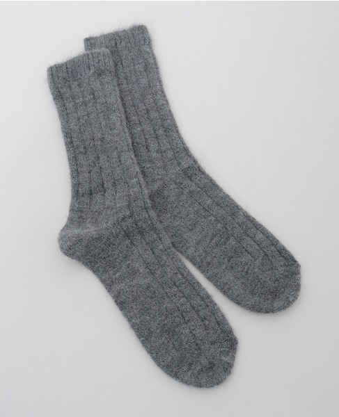 【BLEUFORET/ブルーフォレ】RIBBED ALPACA WOOL SOCKS 詳細画像 グレー 2