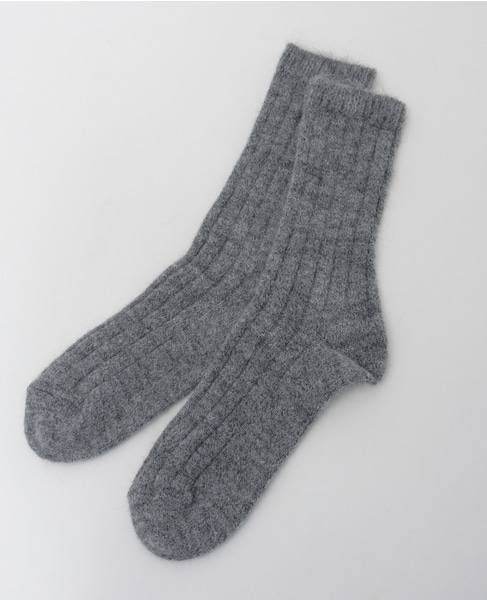 【BLEUFORET/ブルーフォレ】RIBBED ALPACA WOOL SOCKS 詳細画像 グレー 3