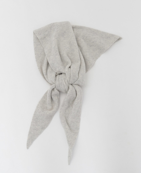 【ASAUCE MELER /アソースメレ】 シームレストライアングルカシミヤニットストール 詳細画像 ライトグレー 3