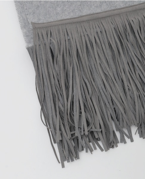 【ASAUCE MELER /アソースメレ】 カシミヤスエードフリンジストール 詳細画像 グレー 2