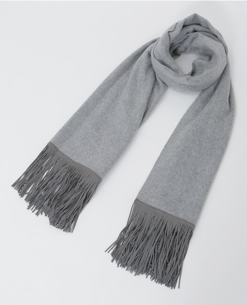 【ASAUCE MELER /アソースメレ】 カシミヤスエードフリンジストール 詳細画像 グレー 6