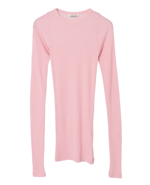 【AURALEE/オーラリー】WOOL SILK SOFT RIB L/S TEE 詳細画像 ピンク 1