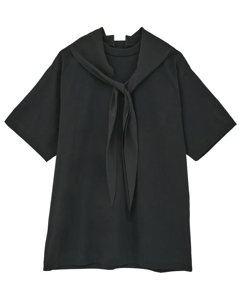 【CARVEN /カルヴェン】JT301-SCARF T-SHIRT 詳細画像 ブラック 1