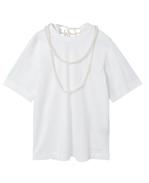 【CARVEN /カルヴェン】JT202-TOP PEARL NECKLACE T-SHIRT 詳細画像 ホワイト 1