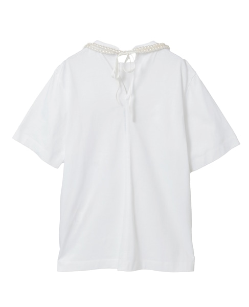 【CARVEN /カルヴェン】JT202-TOP PEARL NECKLACE T-SHIRT 詳細画像 ホワイト 2