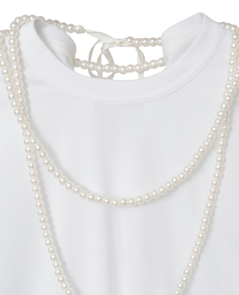 【CARVEN /カルヴェン】JT202-TOP PEARL NECKLACE T-SHIRT 詳細画像 ホワイト 3