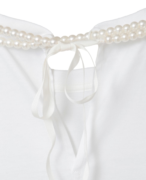 【CARVEN /カルヴェン】JT202-TOP PEARL NECKLACE T-SHIRT 詳細画像 ホワイト 4