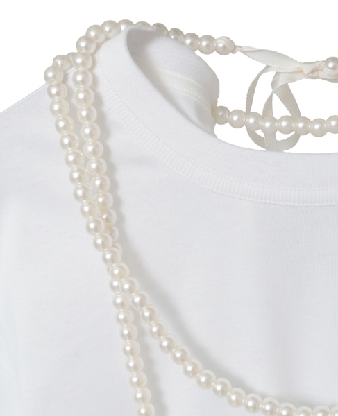 【CARVEN /カルヴェン】JT202-TOP PEARL NECKLACE T-SHIRT 詳細画像 ホワイト 7