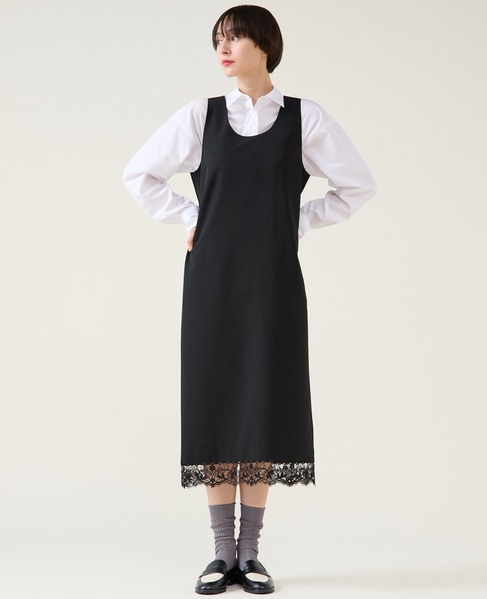 レースコンビギャバワンピース 詳細画像 ブラック 1