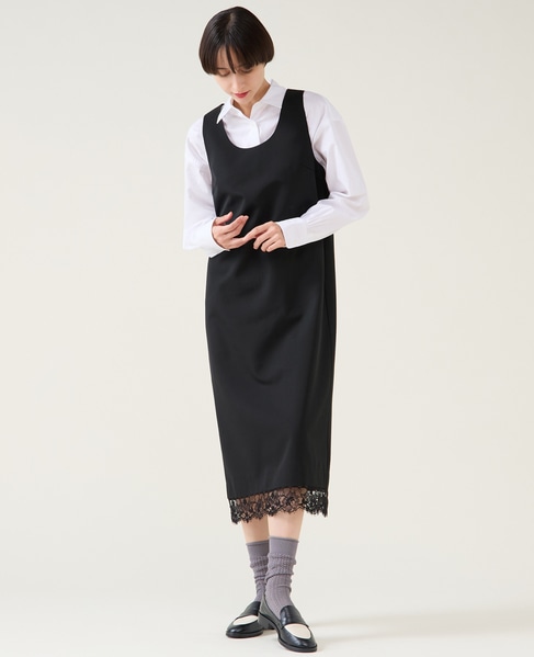 レースコンビギャバワンピース 詳細画像 ブラック 2