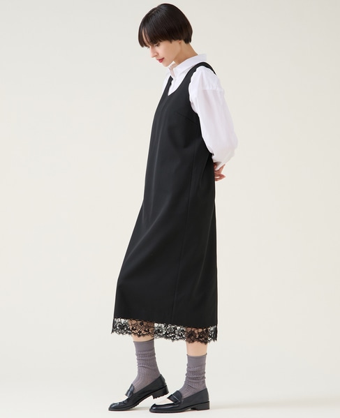 レースコンビギャバワンピース 詳細画像 ブラック 3