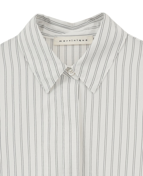 フレアラインシャツワンピース 詳細画像 ストライプ 3