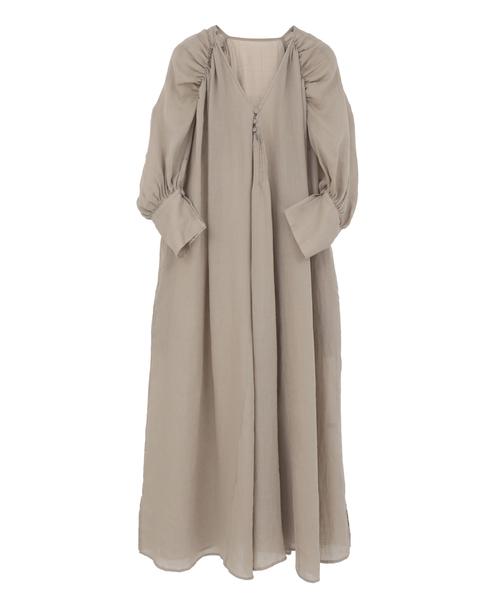 《コラボ》大草直子さん&times;martinique ラミーギャザースリーブワンピース 詳細画像 グレージュ 3