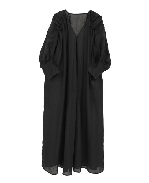 《コラボ》大草直子さん&times;martinique ラミーギャザースリーブワンピース 詳細画像 ブラック 3