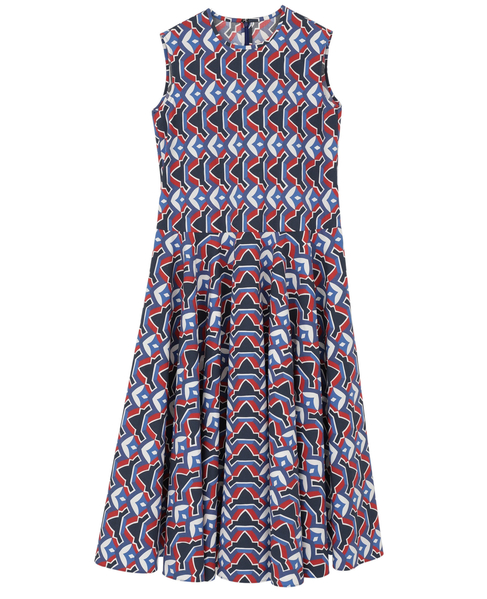 【l’heritage martinique/レリタージュ マルティニーク】アールデコ・タイルサマードレス 詳細画像 ブルー×レッド 1