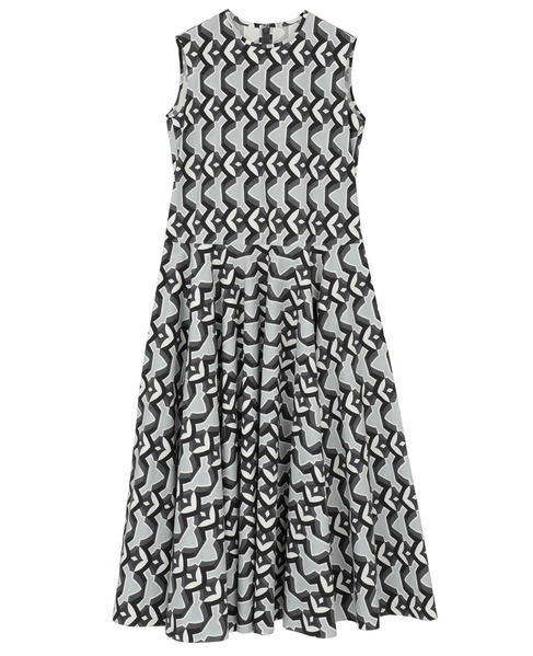 【l’heritage martinique/レリタージュ マルティニーク】アールデコ・タイルサマードレス 詳細画像 ブラック×オフ 1