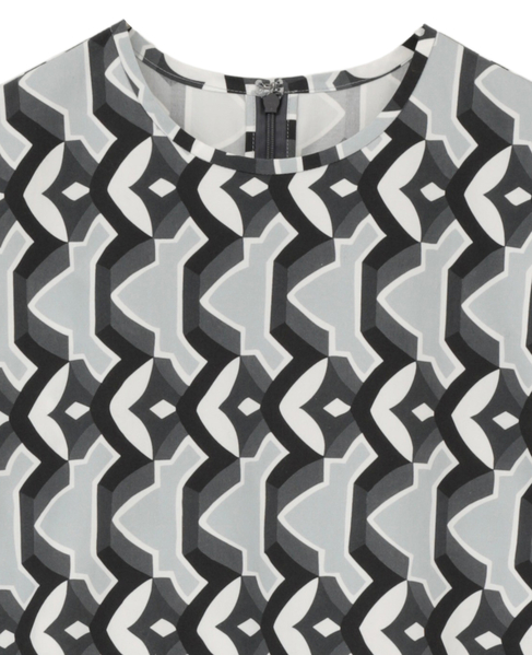 【l’heritage martinique/レリタージュ マルティニーク】アールデコ・タイルサマードレス 詳細画像 ブラック×オフ 3