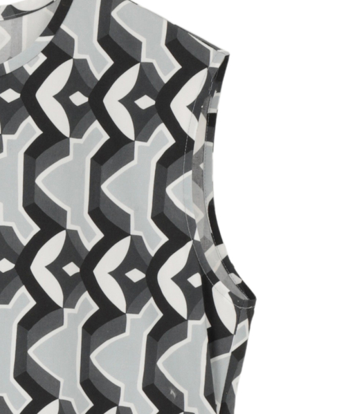 【l’heritage martinique/レリタージュ マルティニーク】アールデコ・タイルサマードレス 詳細画像 ブラック×オフ 5